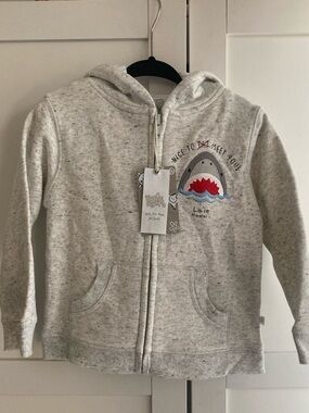 2/$20 Heather Gray Shark Zip Hoodie